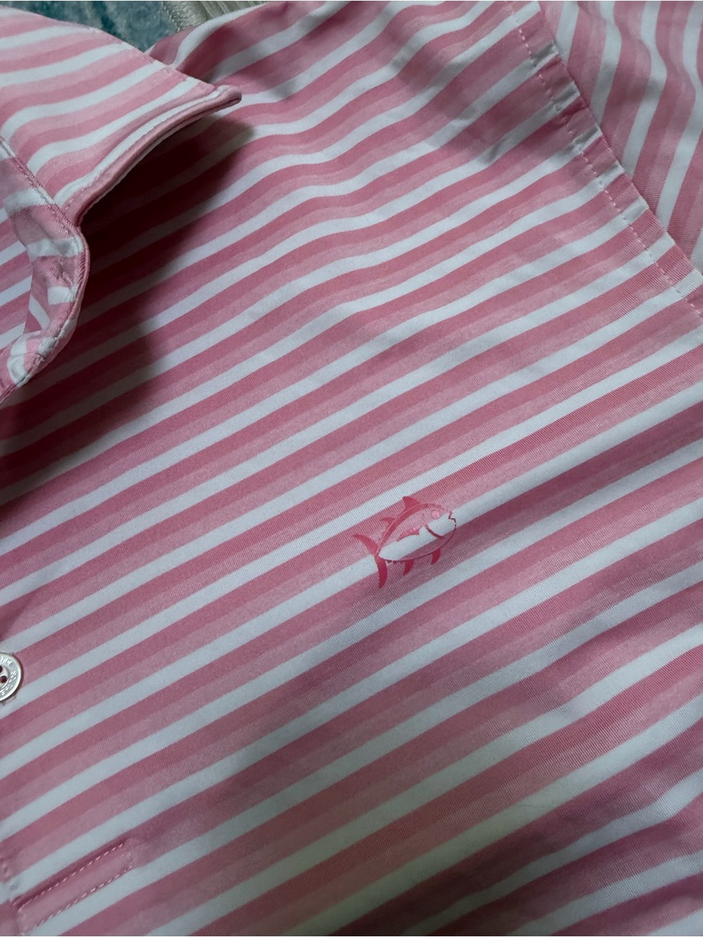 Men’s Southern Tide Brrr-eeze Driver Caravel Stripe Performance Golf Polo - Picture 3 of 5
